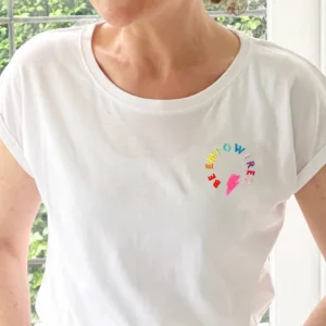 Be Empowered Embroidered White T-Shirt