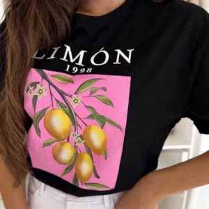 Limon 1998' Graphic Printed T-Shirt Top-Black