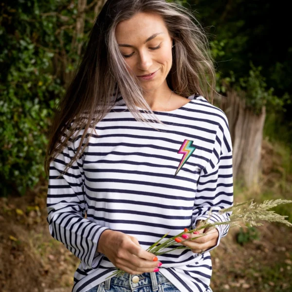 Embroidered Breton Top with Bolt - Image 2
