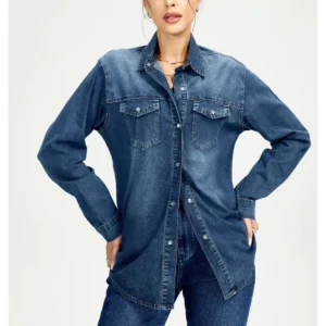 Vintage Cotton Denim Pearl Shirt