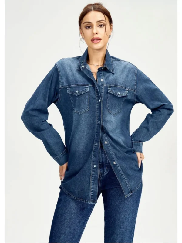 Vintage Cotton Denim Pearl Shirt