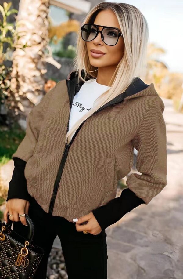 Briana Contrast Hooded Bomber Jacket